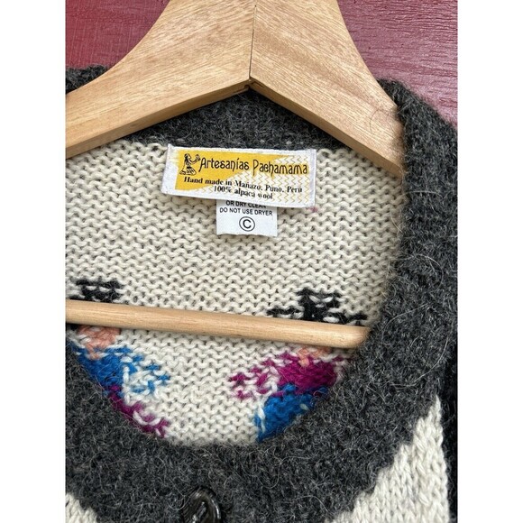 Vtg Peruvian 100% Alpaca Rare Southwestern Cardigan - Picture 4 of 7